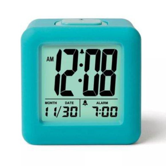 Timelink Rubber Cube Calendar Smart Light Table Clock, Aqua NWT - Picture 2 of 2